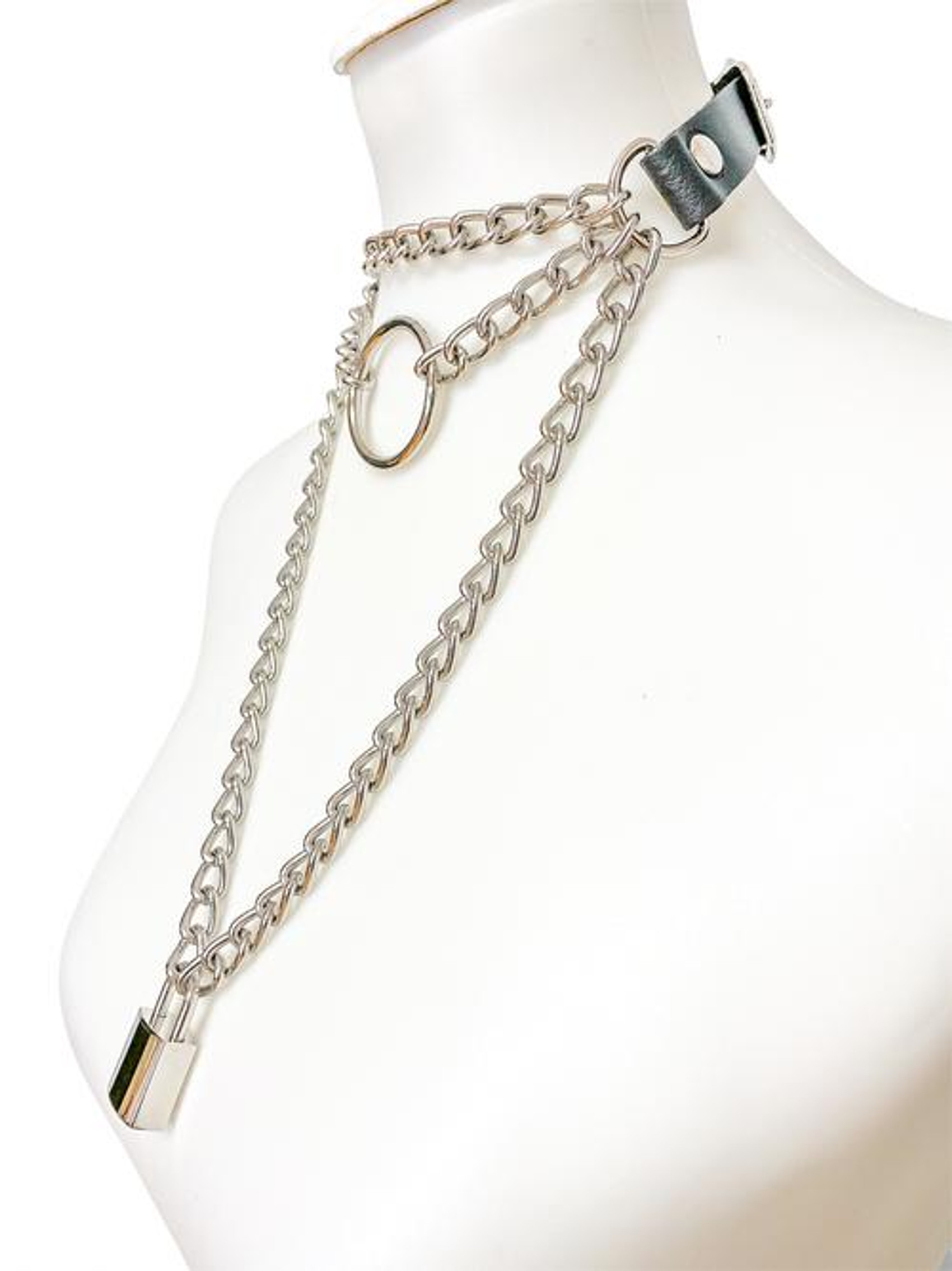 Triple Chain Square Lock Choker