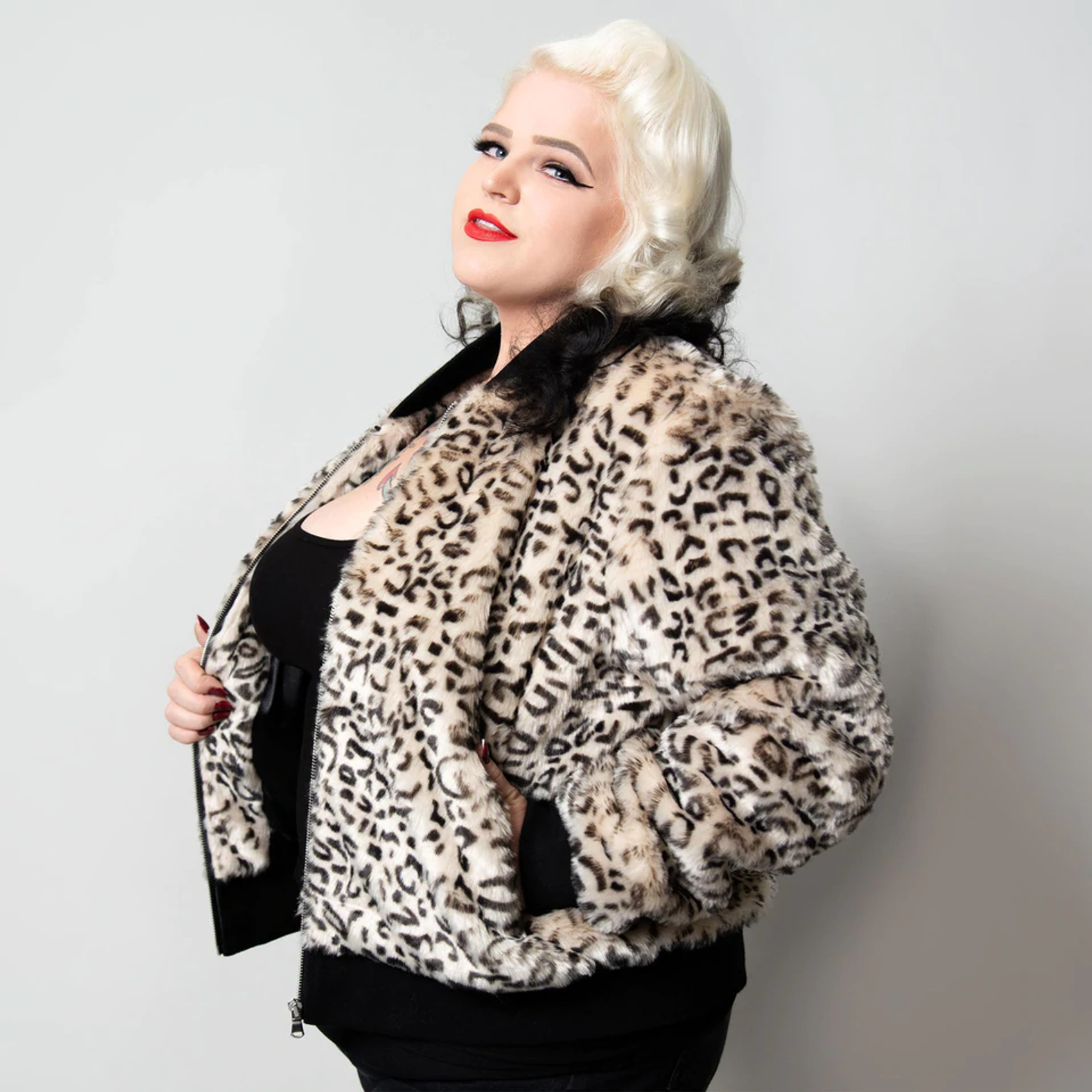 NuclearWaste-image Leopard Fur Bomber Jacket