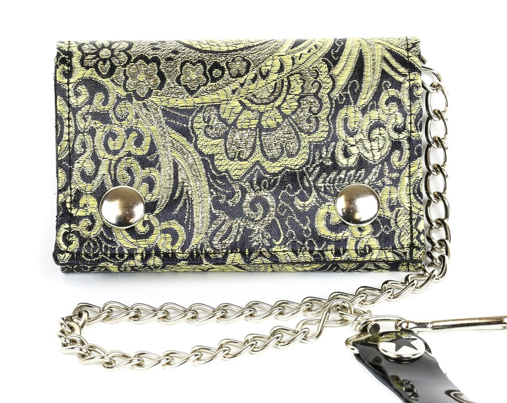 Gold Brocade Wallet with Chain