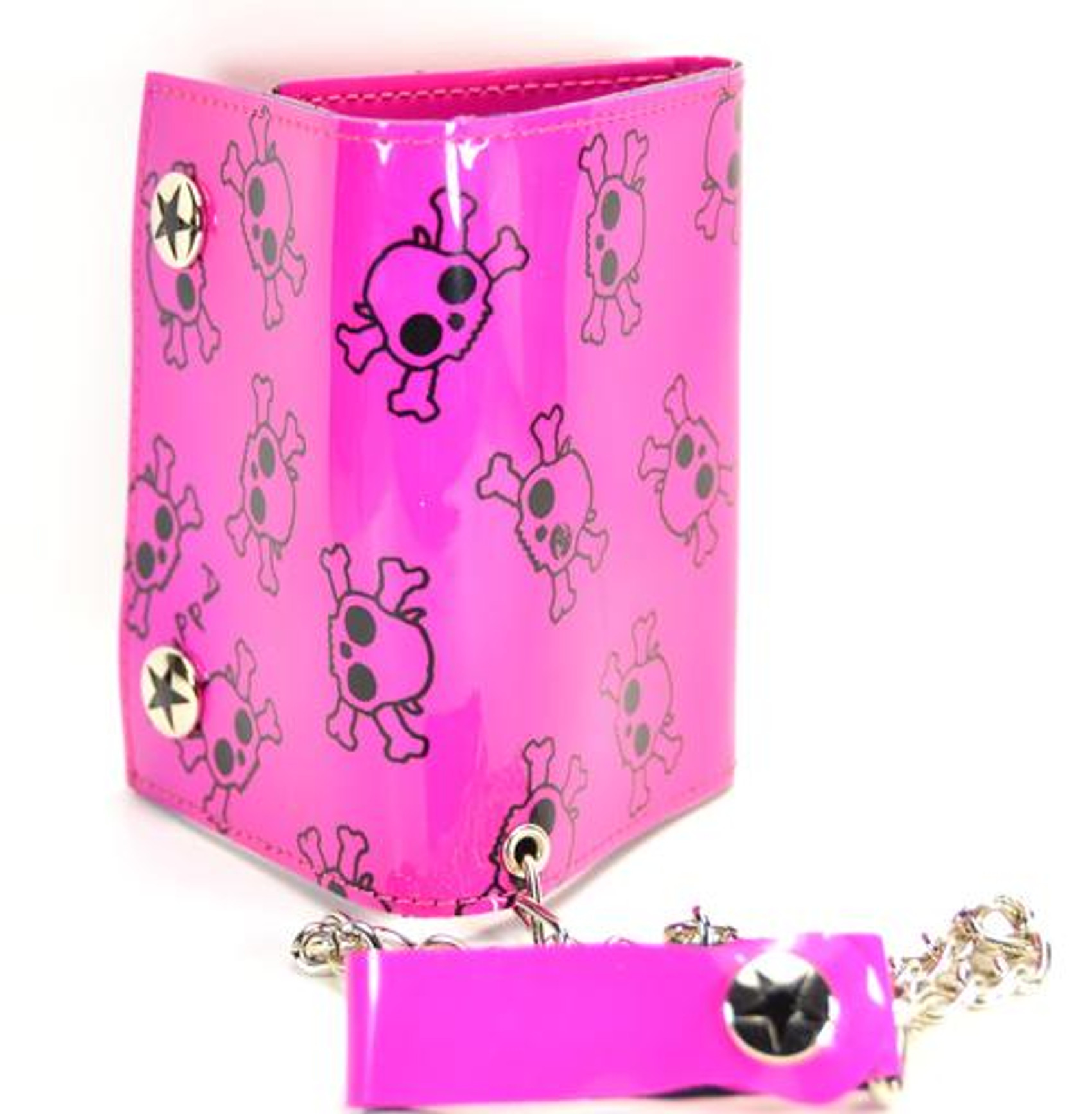 Pink Skulls Prints All Over Chained Wallet
