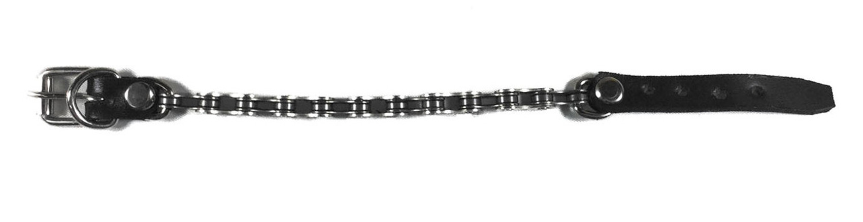 Bicycle Chain Bracelet With Leather Buckle