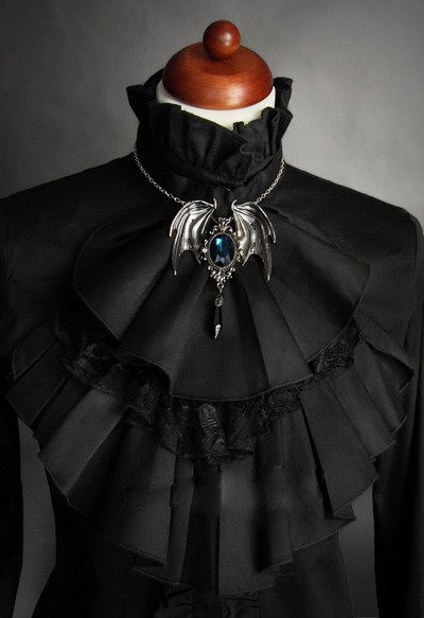 Della Mort Cyan Gemstone Necklace with Bat Pendant