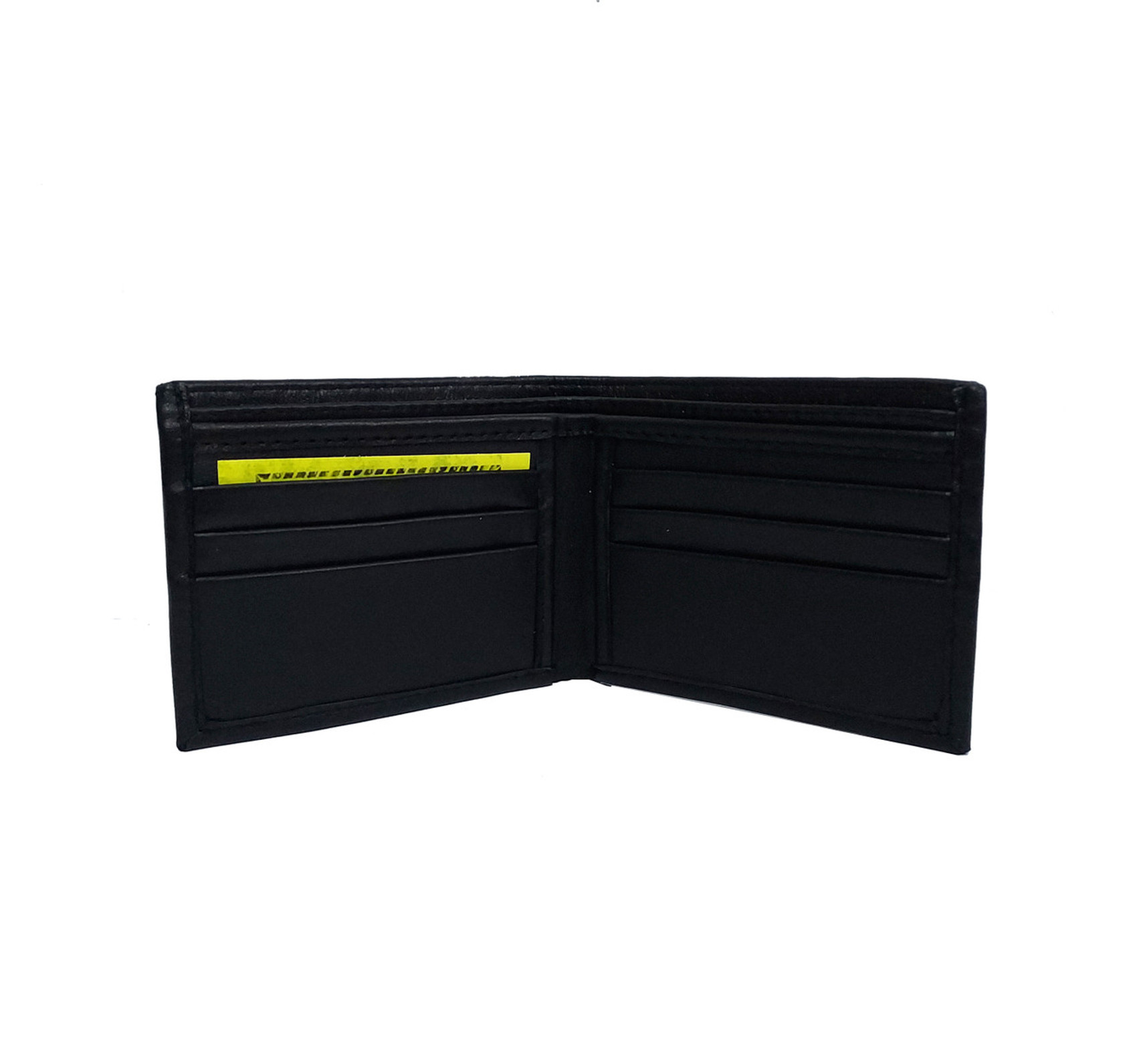 Men's Smooth Black Leather Bi-Fold Wallet