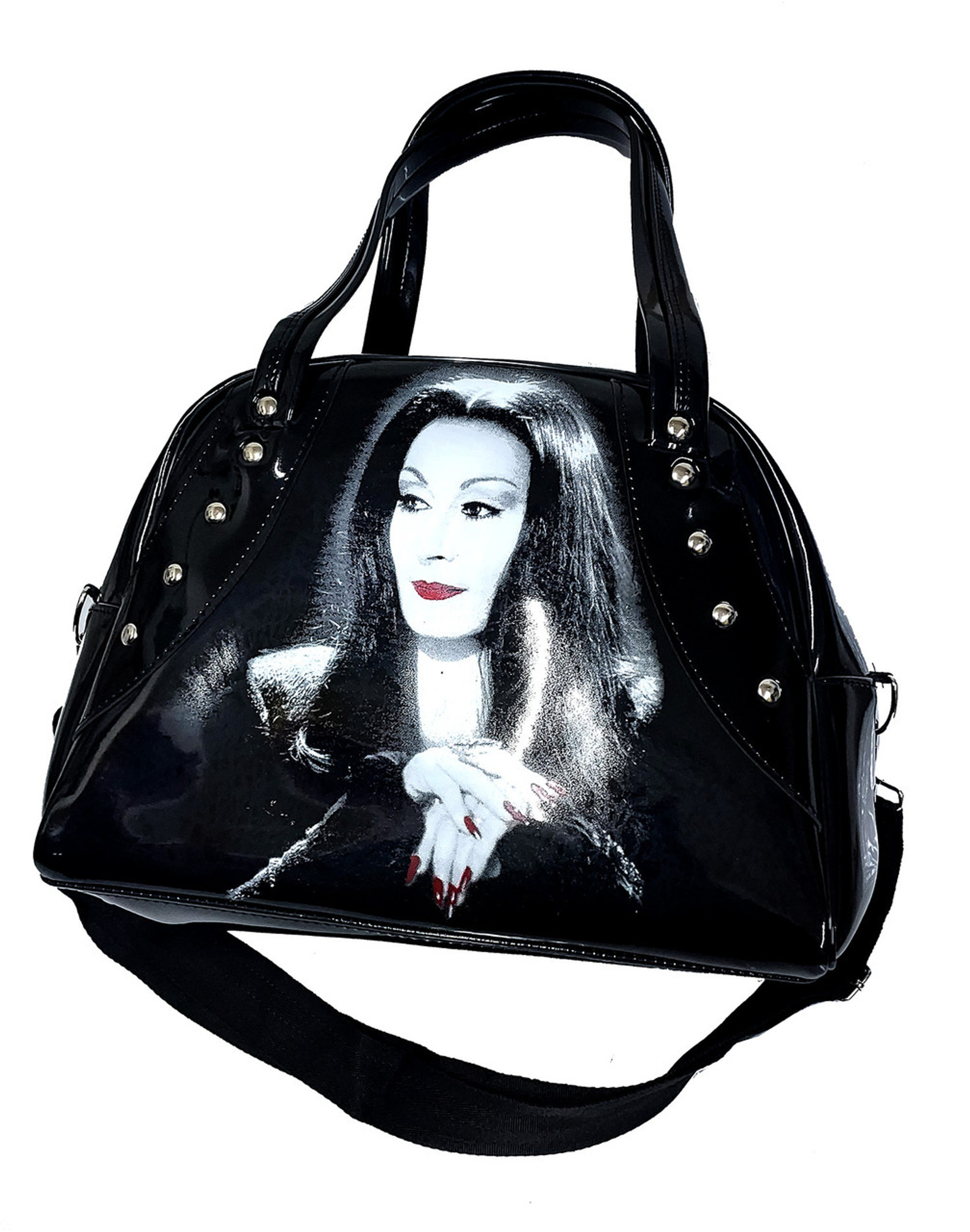 Addams Family - Morticia Black Patent Large Handbag