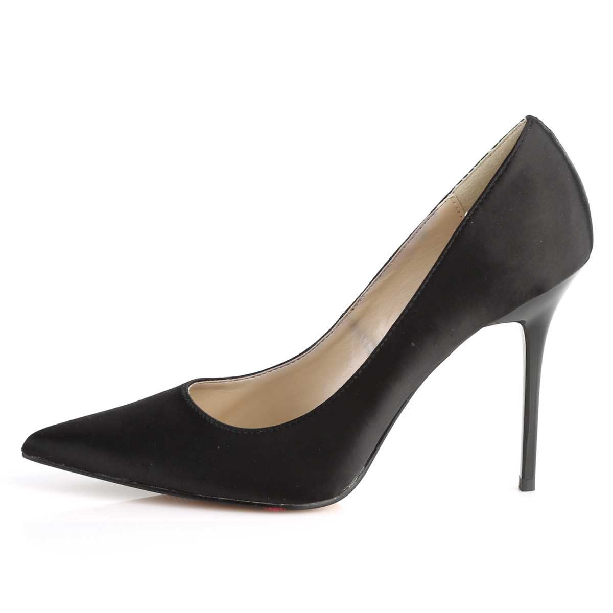4" Black Satin Pointed-Toe Pump