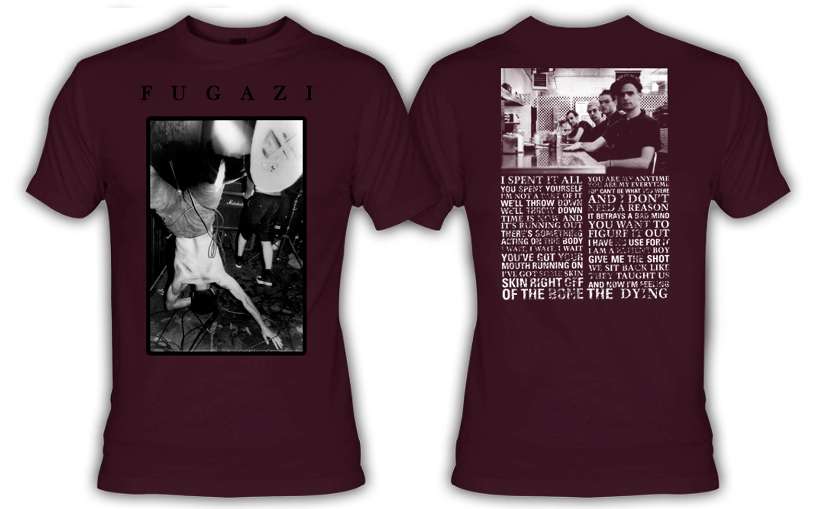 Fugazi - I Spent it All Burgundy Unisex T-Shirt *SALE *