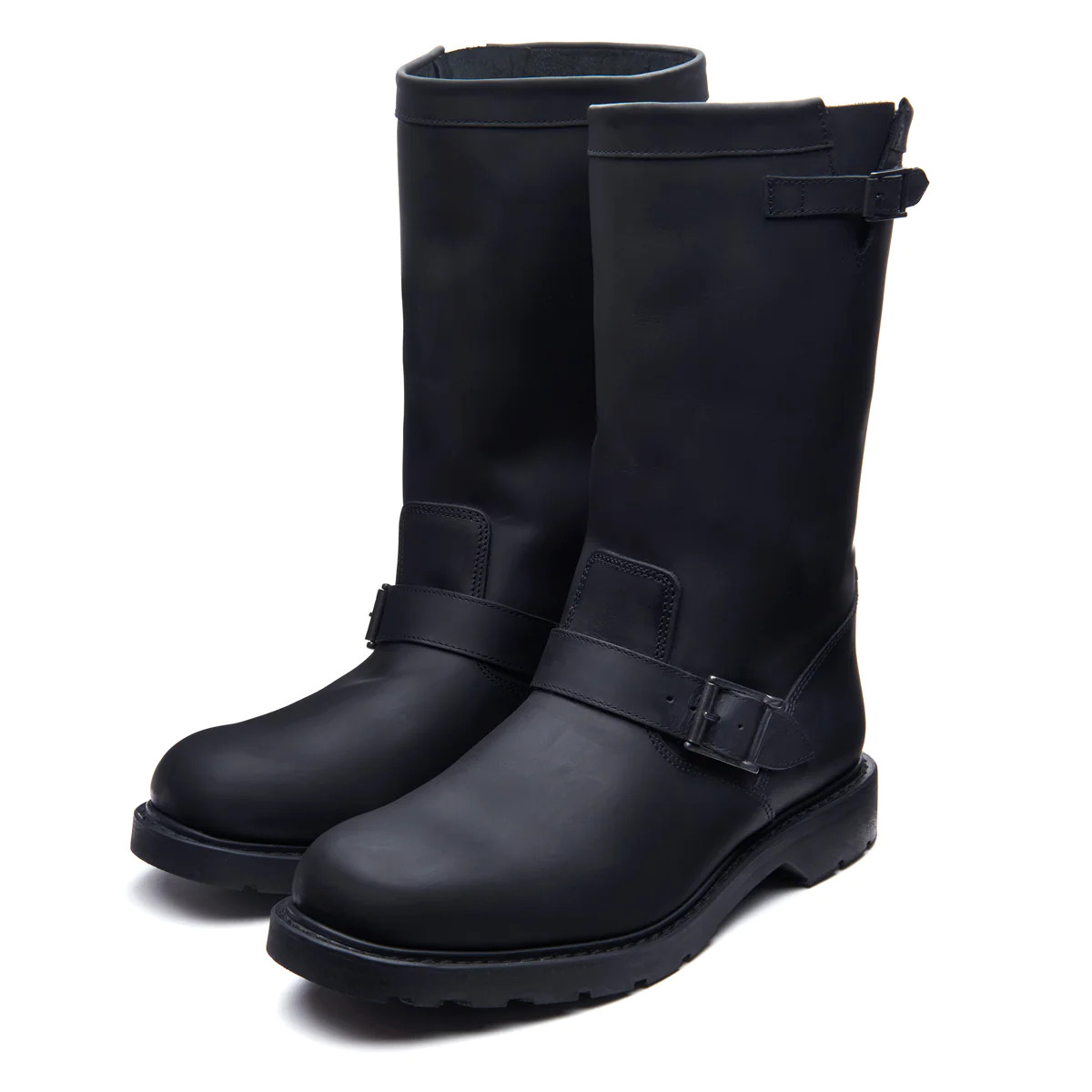 Black Greasy Engineer Biker Boot