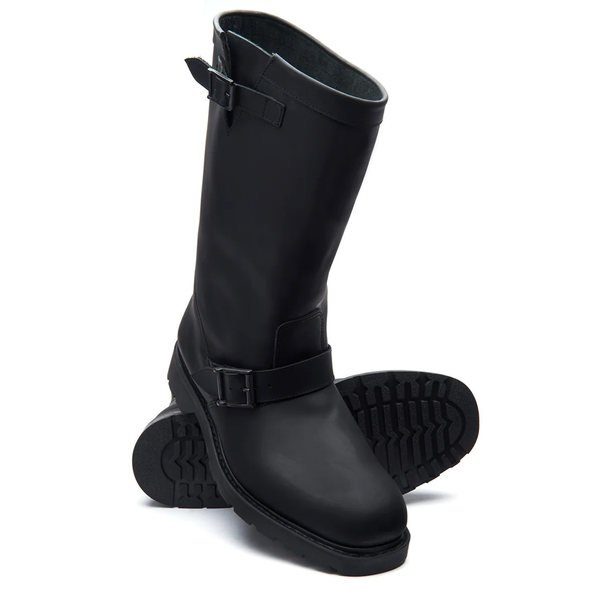 Black Greasy Engineer Biker Boot