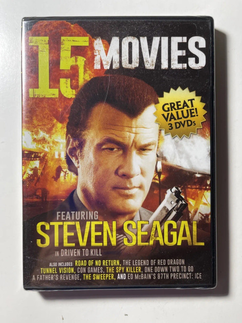 15 Movie Action Collection Feat. Steven Seagal & Chuck Norris DVD - Used 15 Movie Action Collection Feat. Steven Seagal & Chuck Norris DVD - Used