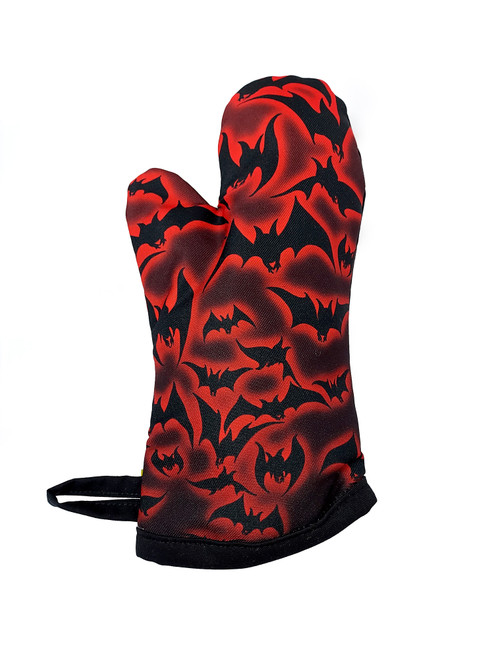Bats Red Oven Mitt