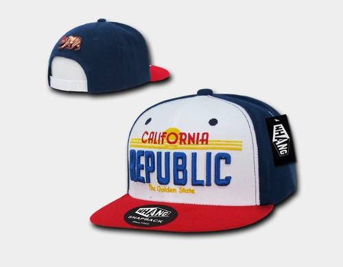 White, Red and Navy Blue CalRep Plate Design Snapback