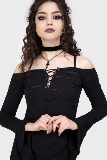 Distressed Black Dust Devil Top