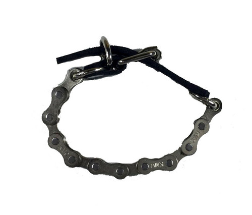 Bicycle Chain Bracelet With Leather Buckle