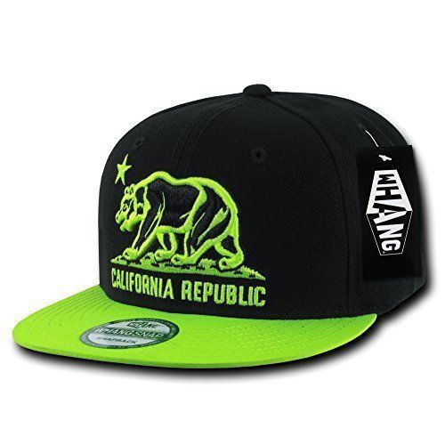 The Black and Lime Green Cali Flag Snapback by Whang