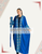 Embroidery Bisht Open Abaya with Belt Blue