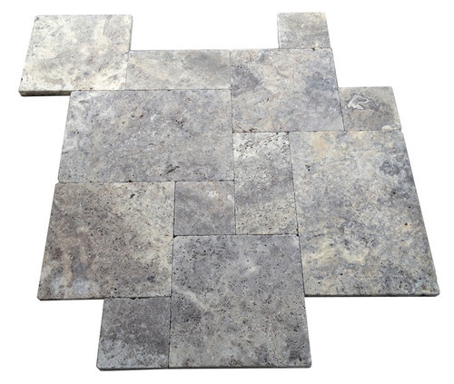Premium Select Tumbled French Pattern Silver Travertine