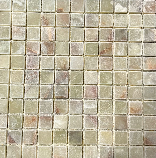 Green Onyx Tumbled 1"x1" Mosaic Tiles 12"x12" Mesh