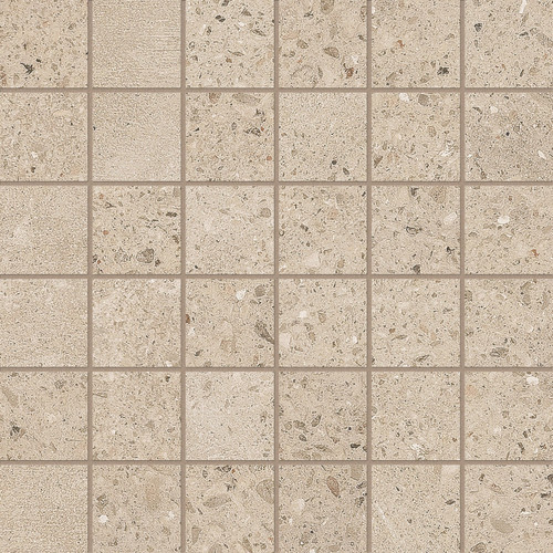 Downtown Ecru 2"x2" Square Mosaics 12x12 Mesh Porcelain Mosaics