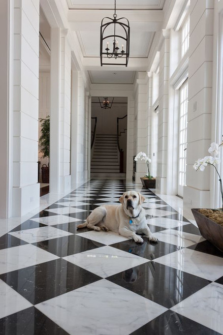 Italian Carrara Polished 18x18 & Nero Marquina Polished 18x18 Set in Checkerboard Tile