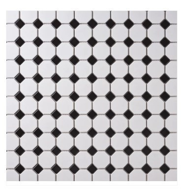 Alameda Octagon With Black Dot Mosaic 12x12