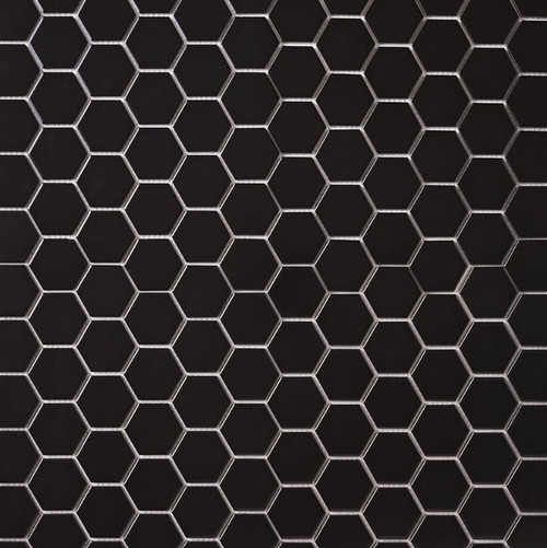 Alameda Black Matte 2" Hexagon Mosaic 12"x12"