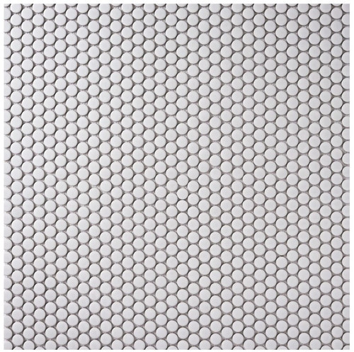Alameda White Matte 12×12 Penny Round Mosaic