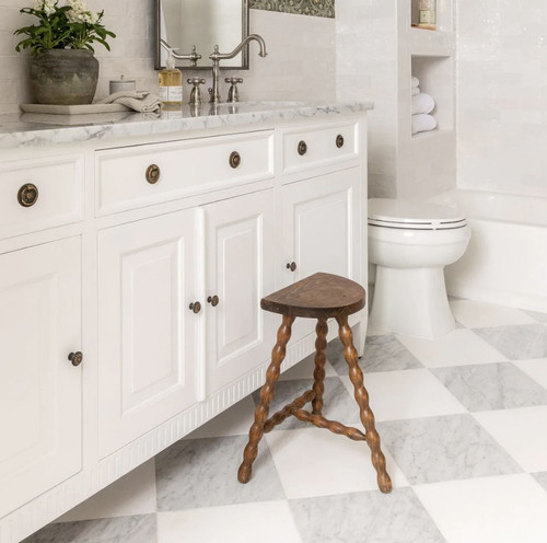 Carrara Honed 12x12 & Thassos White Marble Honed 12x12 Checkerboard
