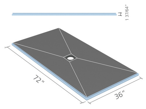 Wedi Fundo Primo Base (Center Drain) 36 in. x 72 in. 1 piece US9100006