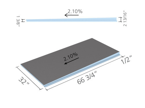 wedi Fundo Linear Shower Extension 66 3/4 in. x 32 in. Extension Module Height/Thickness: 1 3/8 in. – 2 3/16 in. - 1 pc 075100050