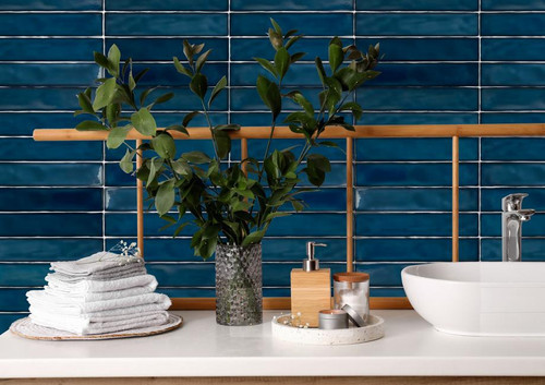 Rainbow Navy Gloss 2"x10" Ceramic Wall Tiles