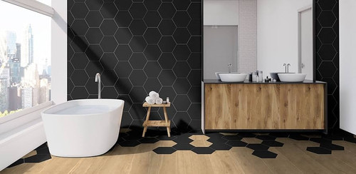 Element Black 9.25x10.5 Hexagon Tiles