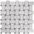 Carrara White Italian Marble Basketweave Mosaic Tile with Bardiglio Gray Dots Polished