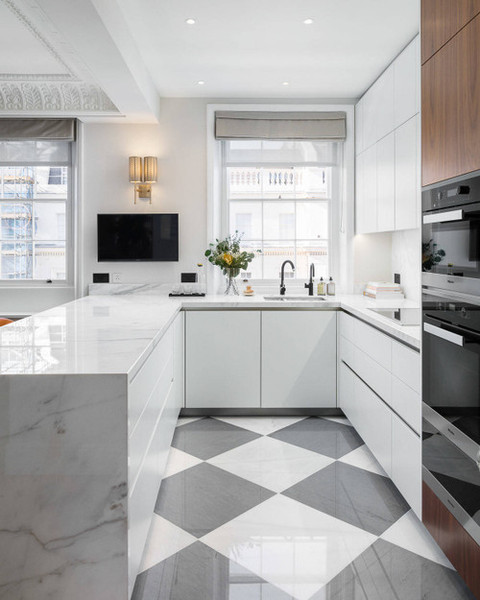 Bardiglio Imperiale Polished 18x18 & Thassos Greek Marble Polished 18x18 Checkerboard Marble Tiles