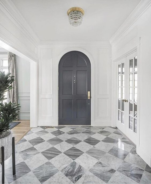Bardiglio Nuvolato Polished 12x12 & Italian Carrara Polished 12x12 Set in Checkerboard