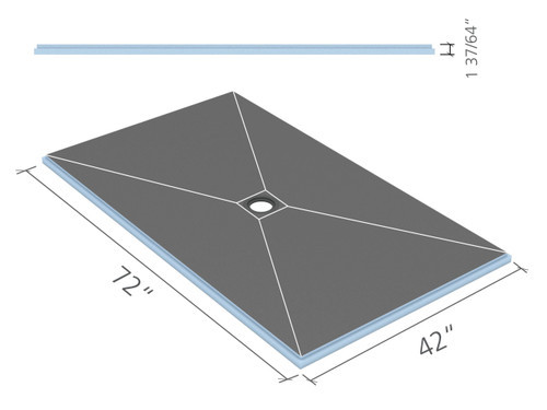 Wedi Fundo Primo Base (Center Drain) 42 in. x 72 in. 1 piece US9100008