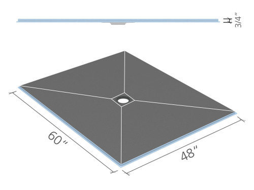 Wedi Fundo Ligno Base (Center Drain) 48 in. x 60 in. 1 pc US9200004