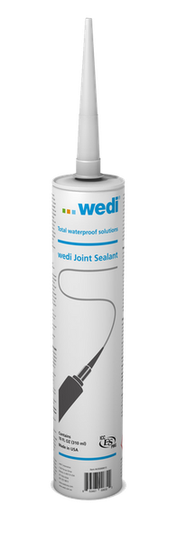 Wedi Joint Sealant Tube 10.5 oz. 1 Cartridge Approx. 1-1.2 oz. per sqft of wedi Building Panel on walls covers your needs for shower wall, base, and curb installation. Additional sealant is needed for prefabricated modules and design upgrades.