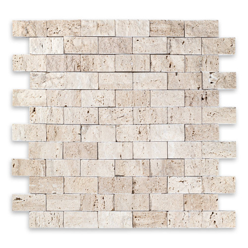 Ivory Premium Travertine Brick 1″ X 2″
Splitface