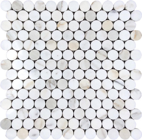 Calacatta Gold Honed Pennyround Mosaic Tiles