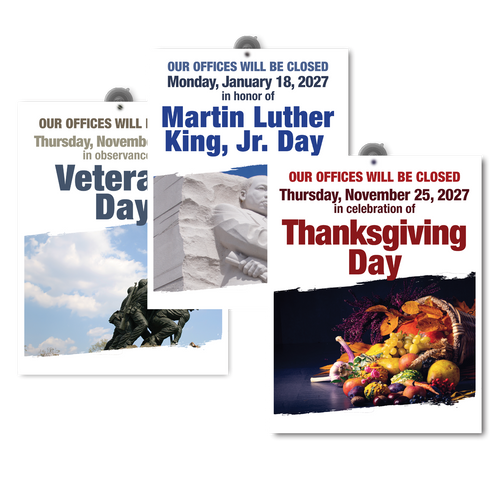 Holiday Closed Signs 2027