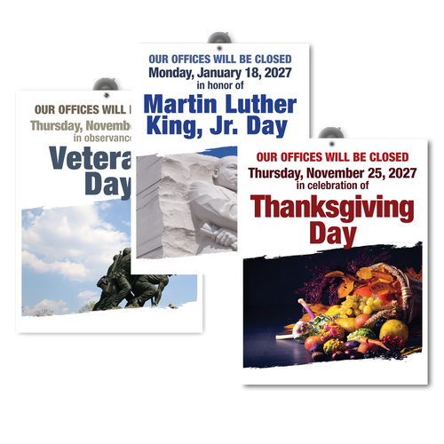 Holiday Closed Signs Door Signs English 2027