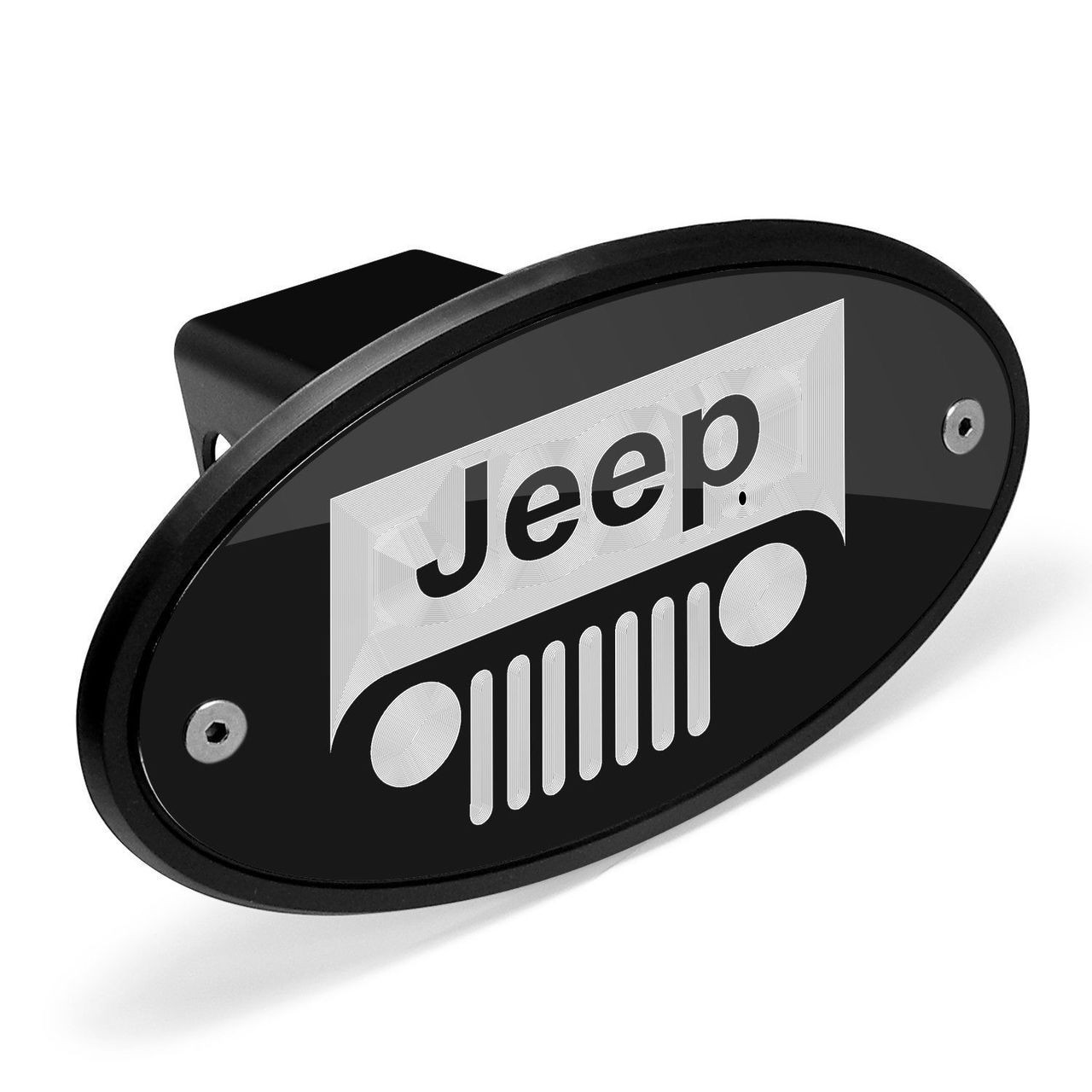 Jeep Grill Logo Black Metal Plate 2 inch Tow Hitch Cover Car Beyond Store