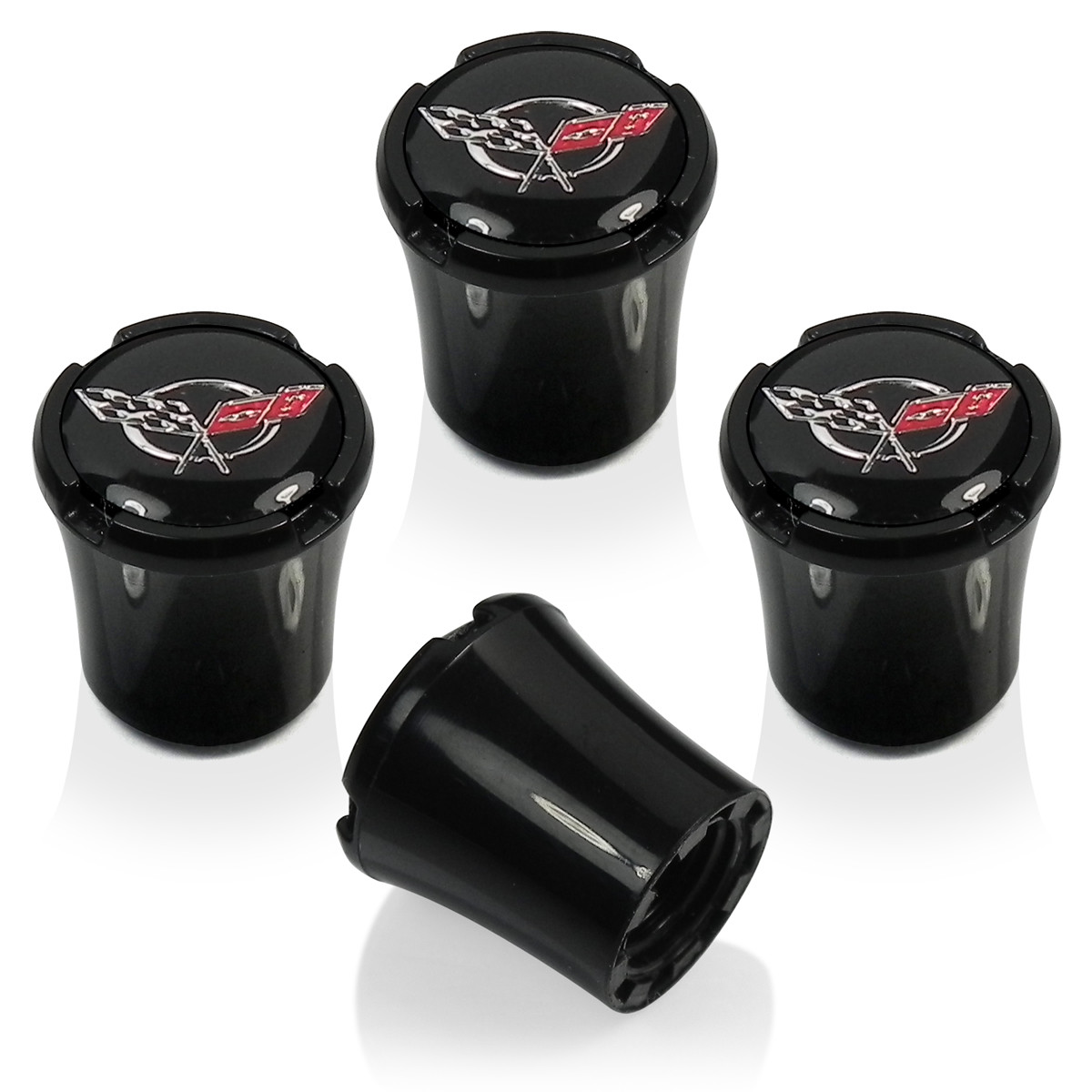 Chevrolet Corvette C5 Logo 4 Black ABS Tire Stem Valve Caps Car Beyond Store