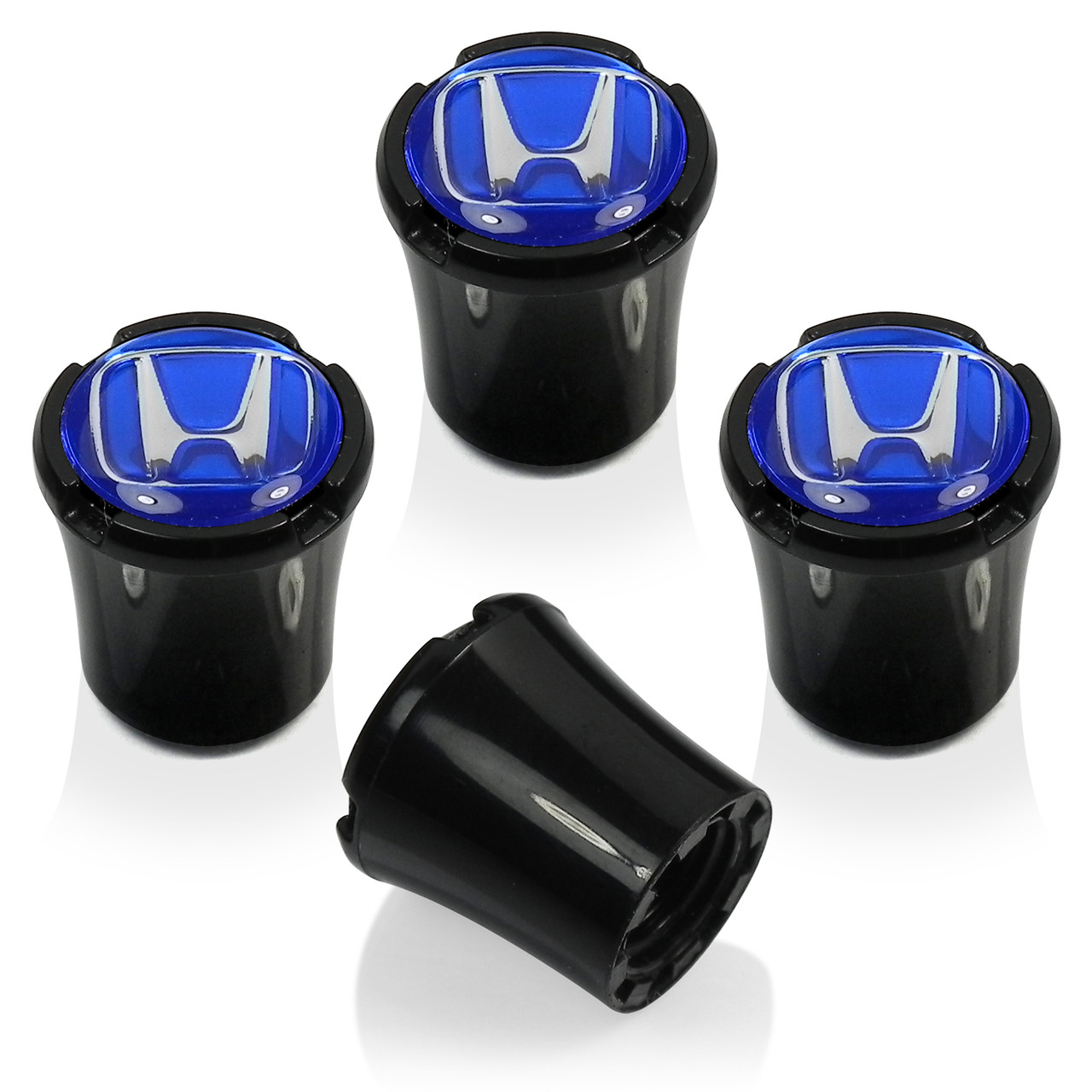 Honda Blue Logo 4 Black ABS Tire Stem Valve Caps Car Beyond Store