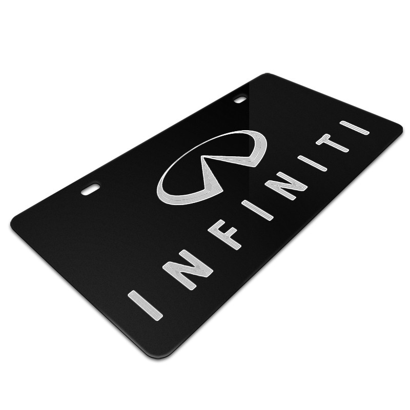 Infiniti Word Logo Black Zinc License Plate Frame - Official Licensed, Elite Automotive