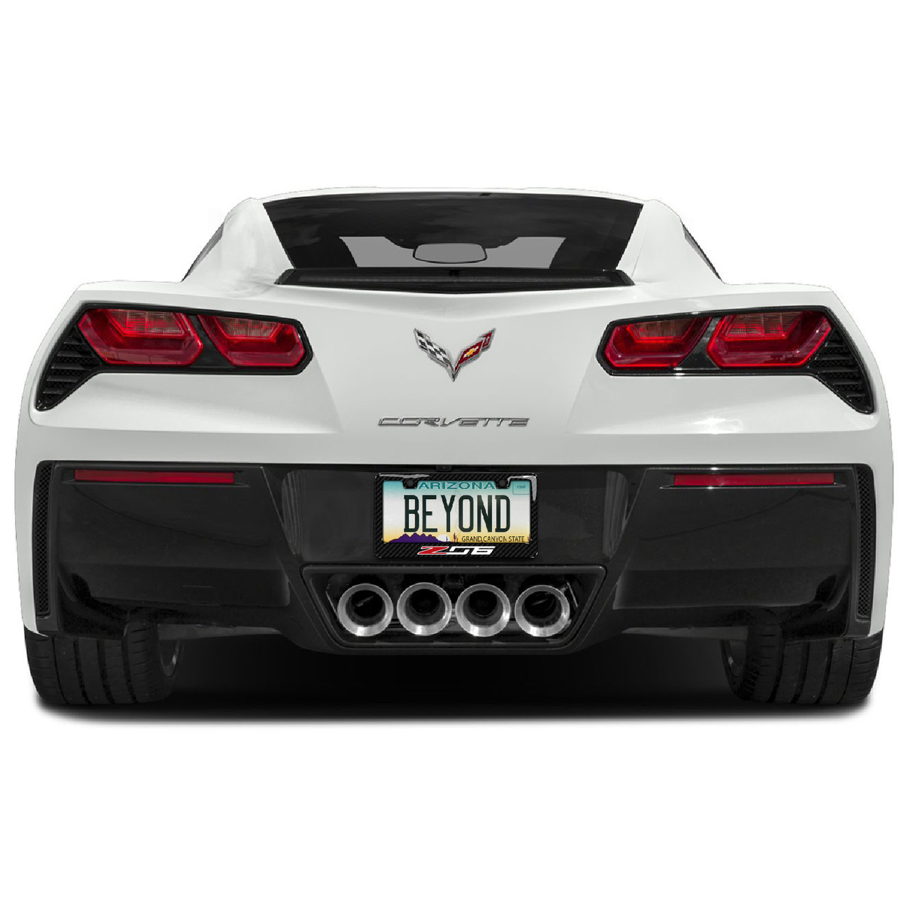 Sleek Black Carbon Fiber Look License Plate Frame For Chevy Corvette C7 Z06 | Front Or Rear | Metal | IPick Image