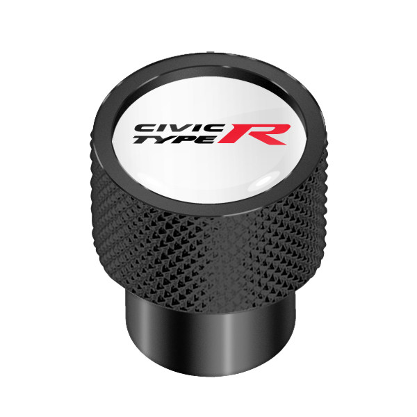 Honda Civic TypeR in White on Black Aluminum Tire Valve Stem Caps
