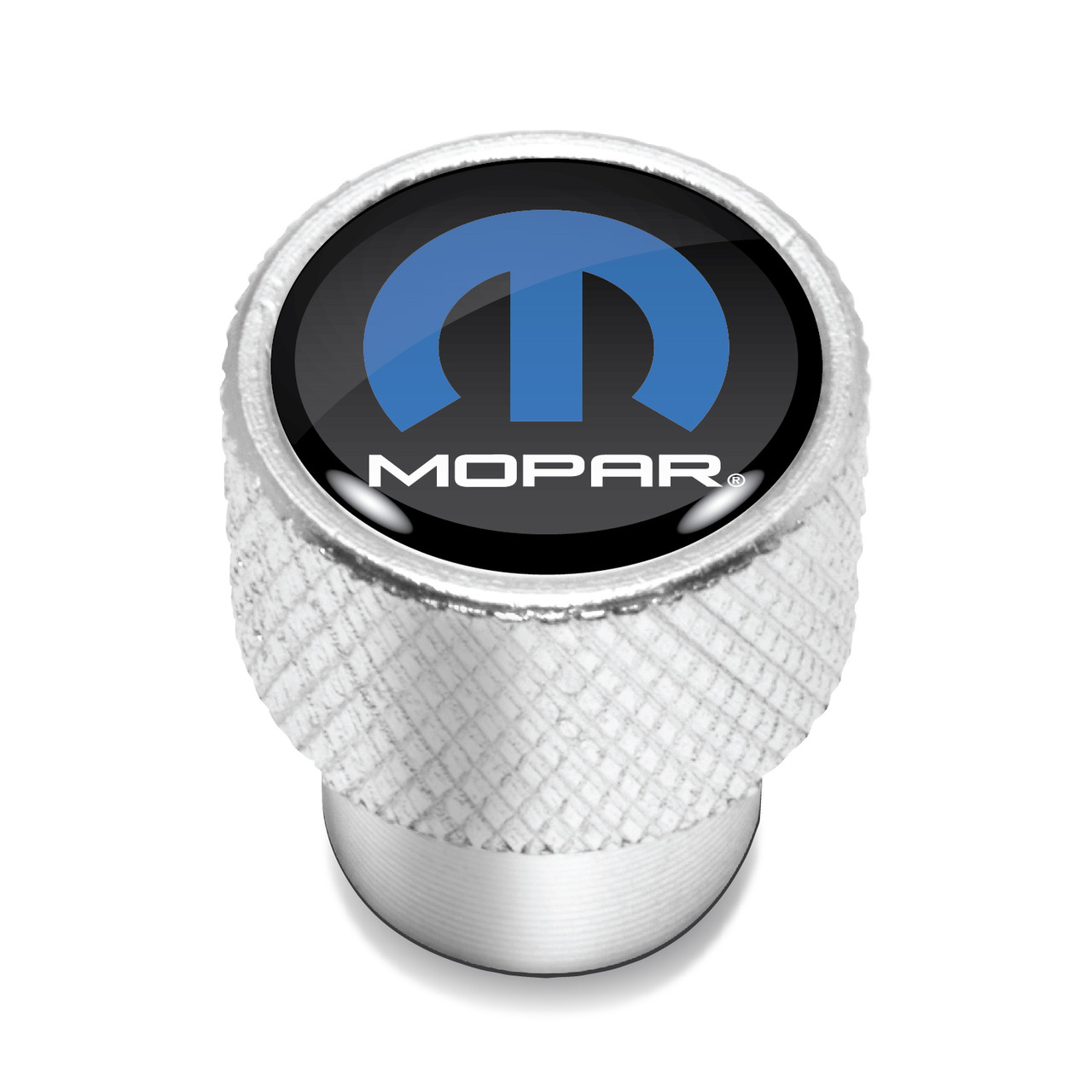 Mopar in Black on Shining Silver Aluminum Tire Valve Stem Caps Car