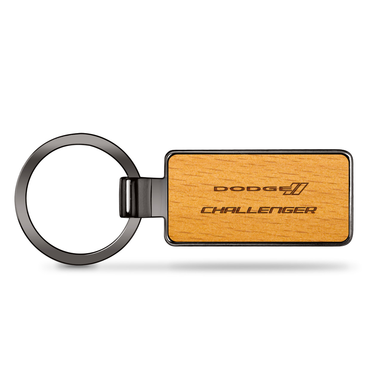 Dodge Challenger Laser Engraved Maple Wood Gunmetal Frame Case Key