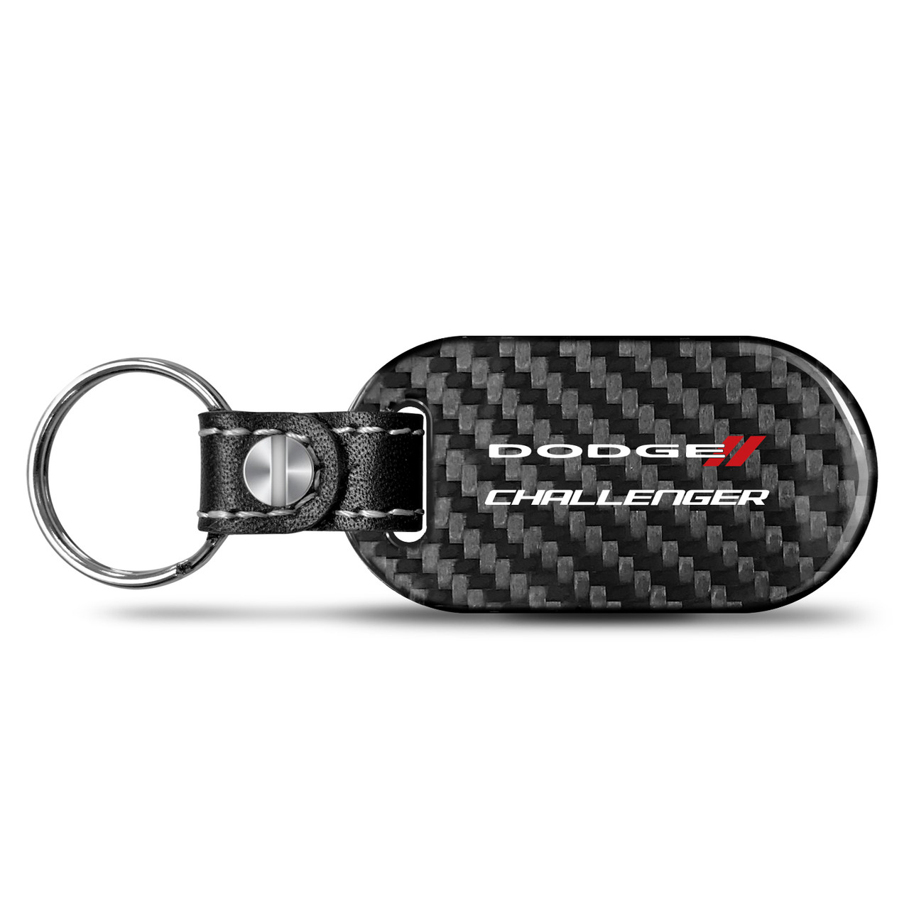 Dodge Challenger 100% Real Black Carbon Fiber Tag Style Key Chain